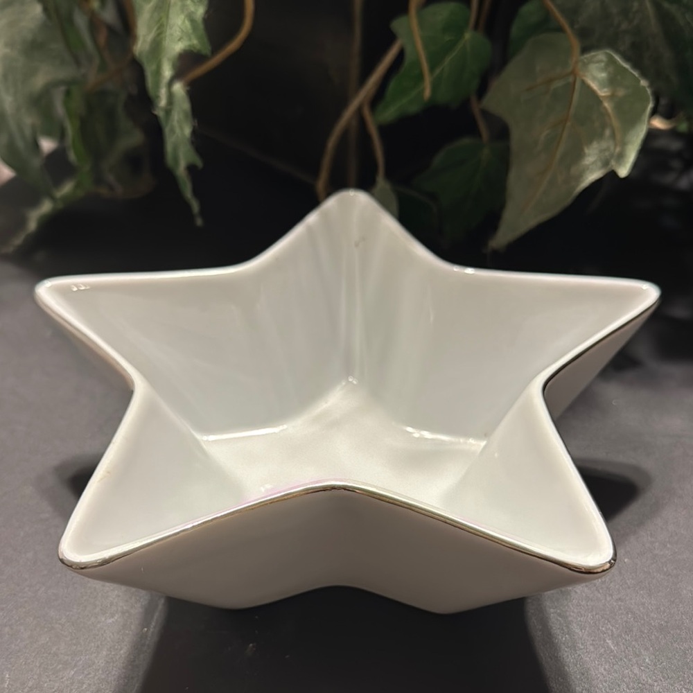 White Star-Shaped Ceramic Serveware Bowl